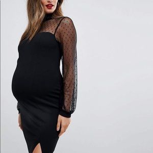 ASOS Maternity Long Sleeve Mesh Dobby Dress